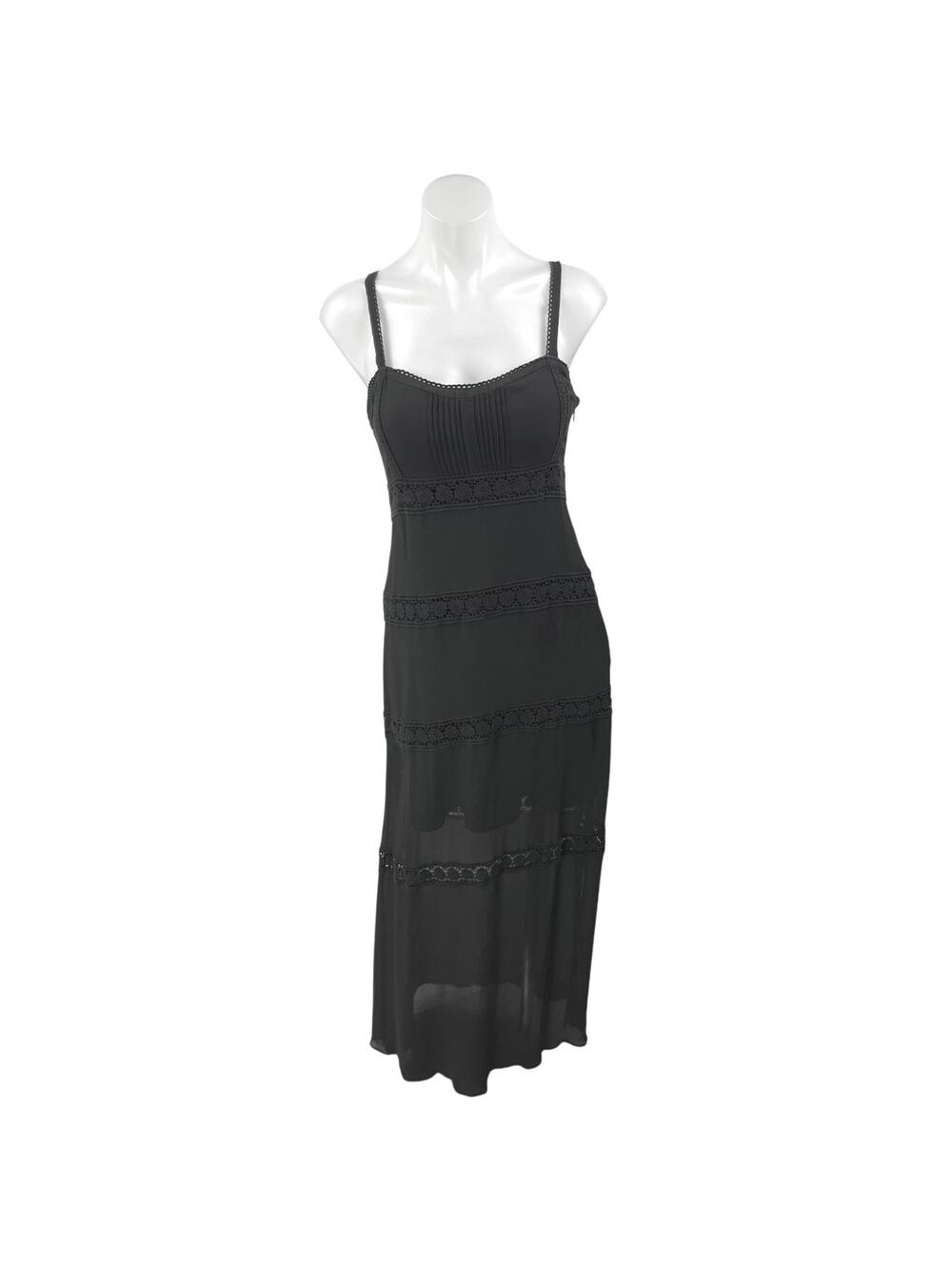 Nicole Miller Artelier Black Floral Lace Sleeveless Camisole Maxi Tank Dress 4